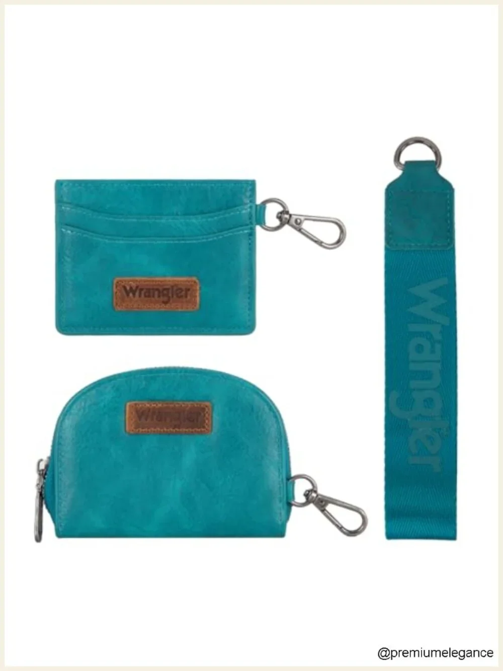 Wristlet Wallet with Detachable Keychain, Dual Pouch, Zipper Closure, Polyester